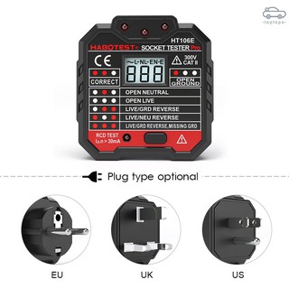 TP HABOTEST Advanced GFCI Electric Socket Tester Automatic Neutral Live Earth Wire Testing Circuit Polarity Detecto