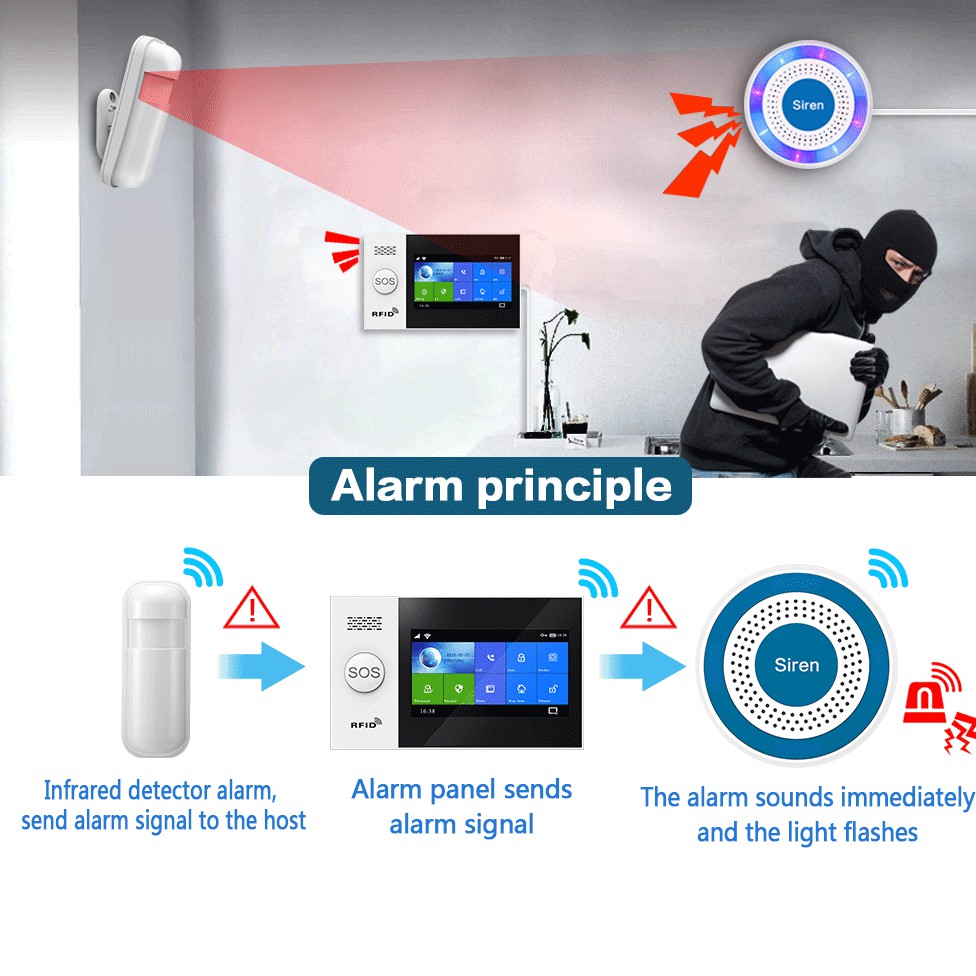 Âm thanh và ánh sáng không dây 433mhz siren treble siren