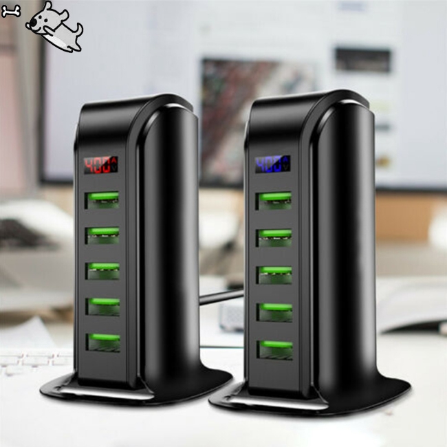 5 Port USB Plug Charging Station Dock Stand Desktop Charger Hub for Phone
