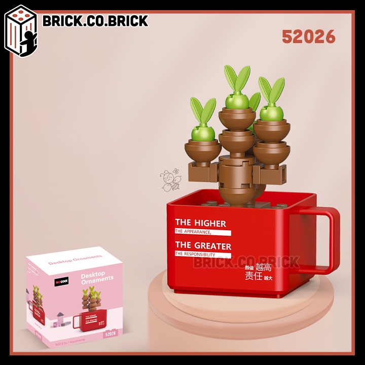 Chậu Cây Kiểng nhỏ trong Cốc Trang Trí để bàn Mô hình Lắp ráp Chậu hoa Sen đá Xương rồng 52019-52030