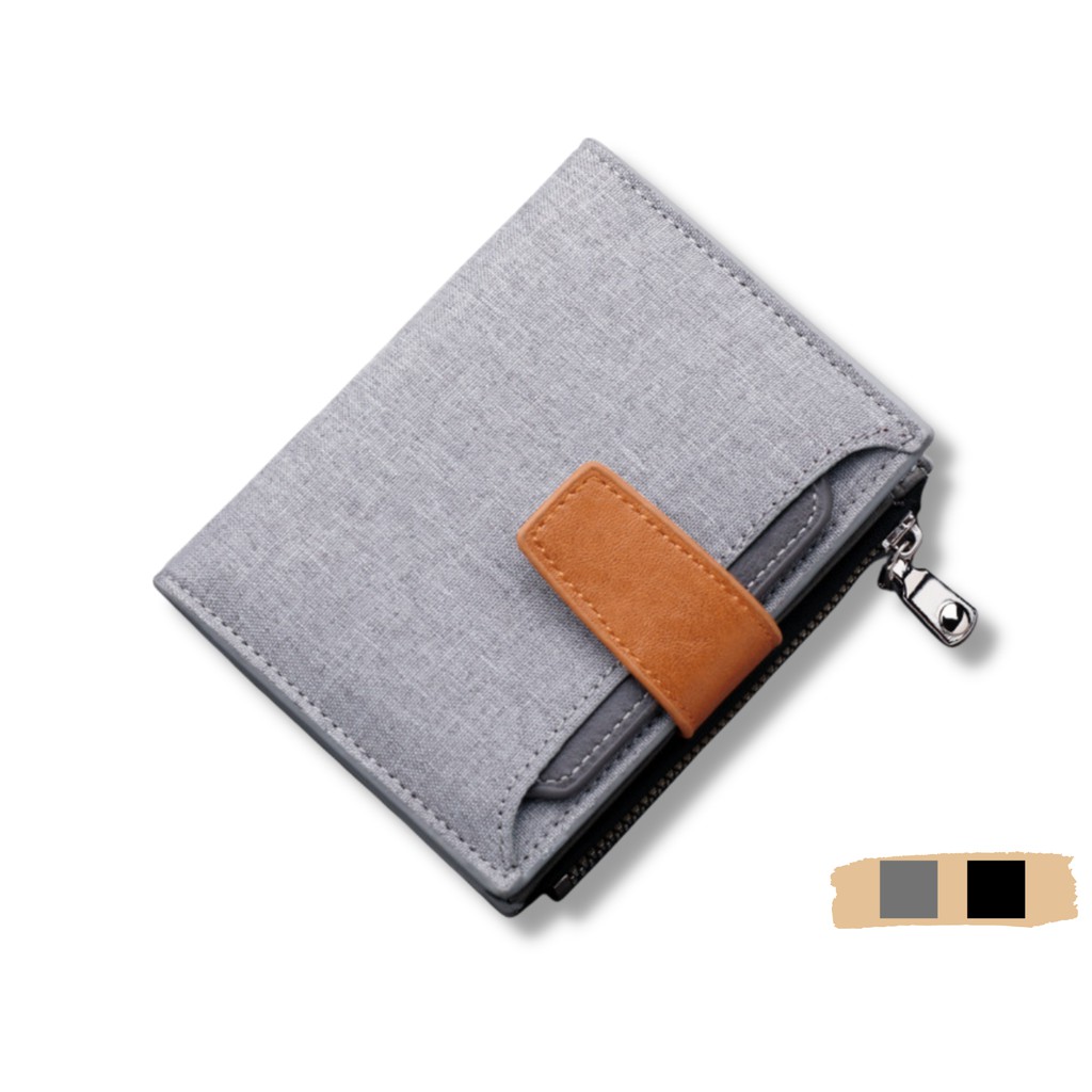 Ví cầm tay nam nữ vải canvas LETIS VI08 dáng ngắn, bóp tiền thẻ thời trang màu cơ bản tiện dụng chất liệu bền bỉ