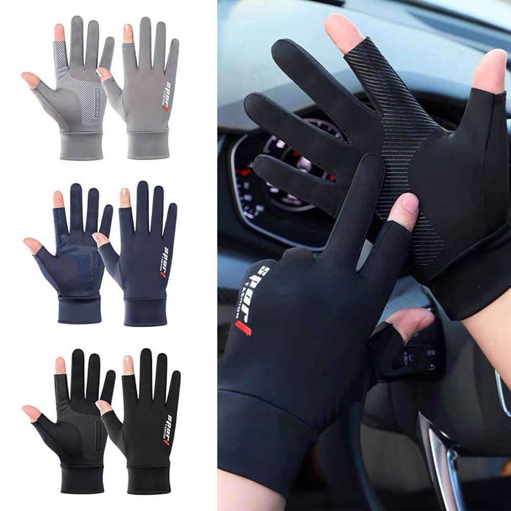 Găng tay lái xe máy chống tia UV bằng lụa lạnh mỏng thoáng khí chống trượt bảo vệ màn hình cảm ứng nhiều màu