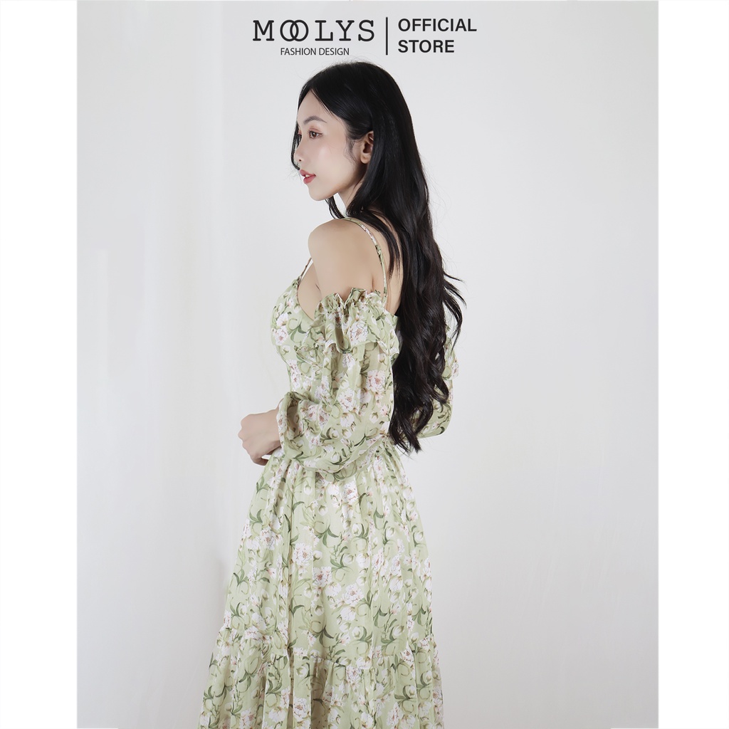 Đầm hoa dài tiểu thư dễ thương Moolys MD009