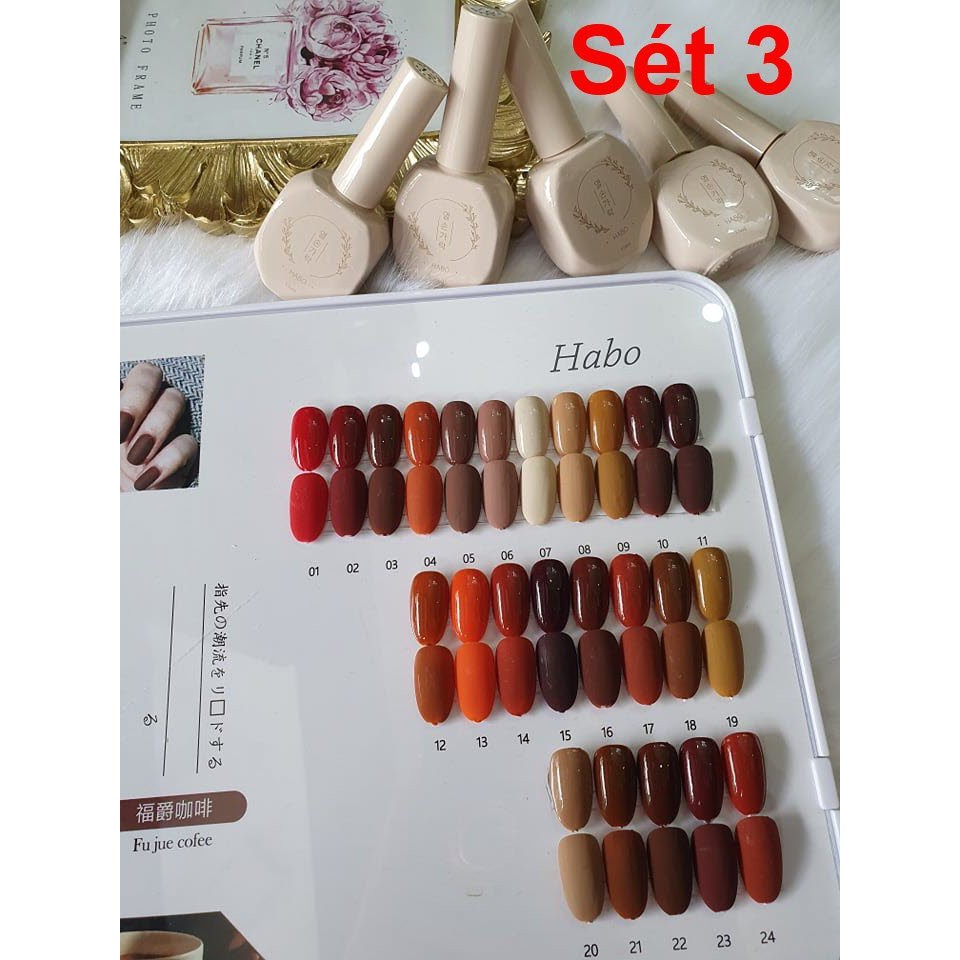 Sét Sơn Gel HaBo 24 Gam Màu Đẹp Hợp Thời Trang Phong Cách Mới Hiện Đại - Tặng Kèm Bảng Màu