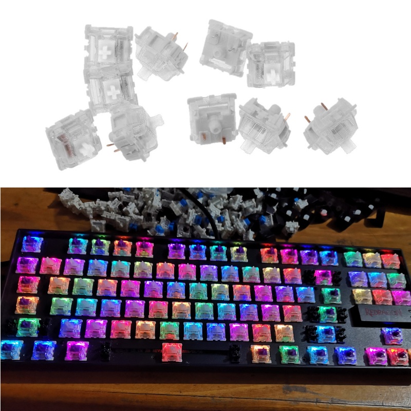 Ior 10 Bàn Phím Cơ Cherry Clone Gateron MX Switch Trong Suốt Cho Ốp