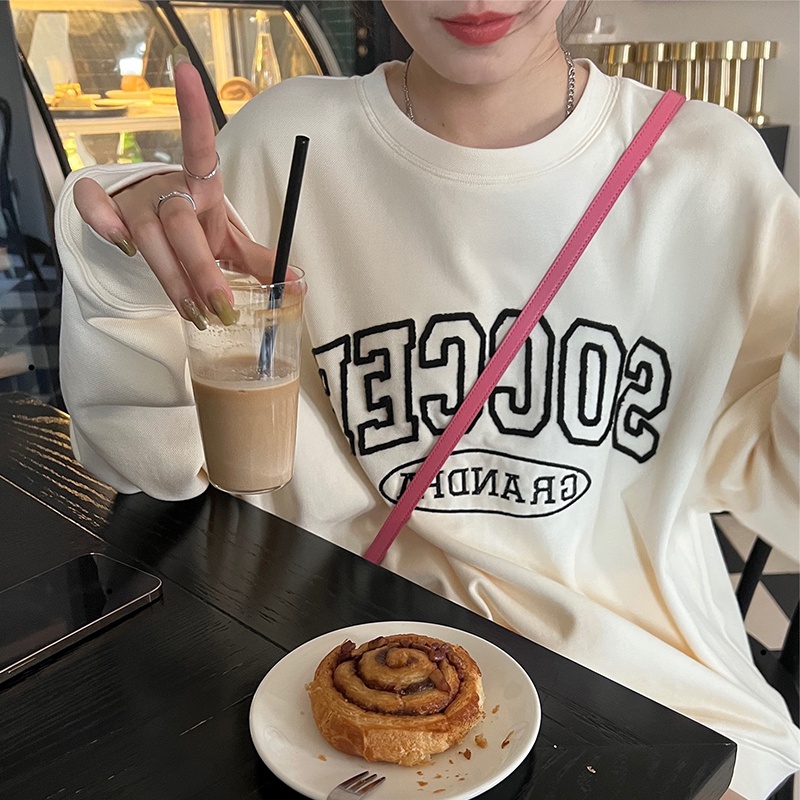 Bộ Nỉ Nữ, Bộ áo quần Sweater dài tay dáng rộng Phong cách Thu Đông Hàn Quốc M6802-1-Teen 888