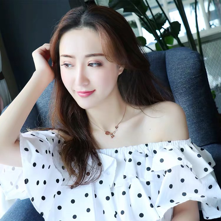 Dây chuyền/vòng tay may mắn mạ vàng hồng 18k đính đồng xu may mắn thời trang