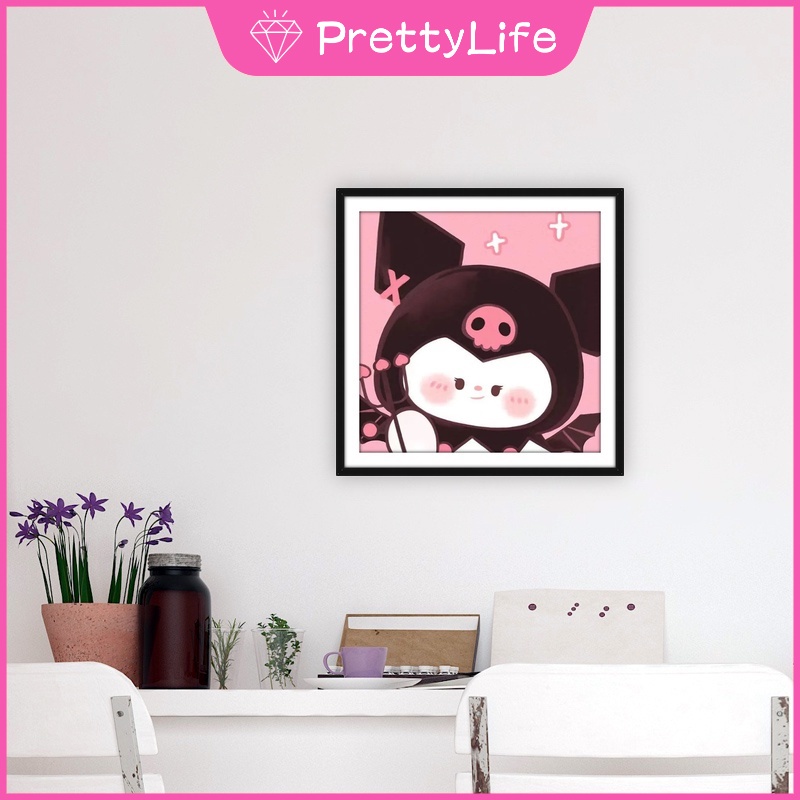 Bộ Tranh Đính Đá 5D Họa Tiết Hoạt Hình Kuromi Melody Độc Đáo Kích Thước 30x30CM DIY Dùng Trang Trí