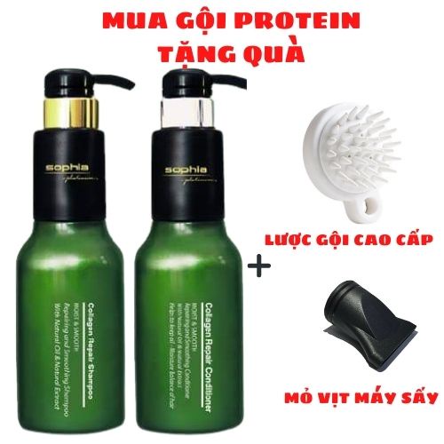 🇰🇷KOREA🇰🇷Cặp gội xả collagen phục hồi tóc hư tổn Sophia Collagen Platinum 500mlx2 ( Hàn Quốc)