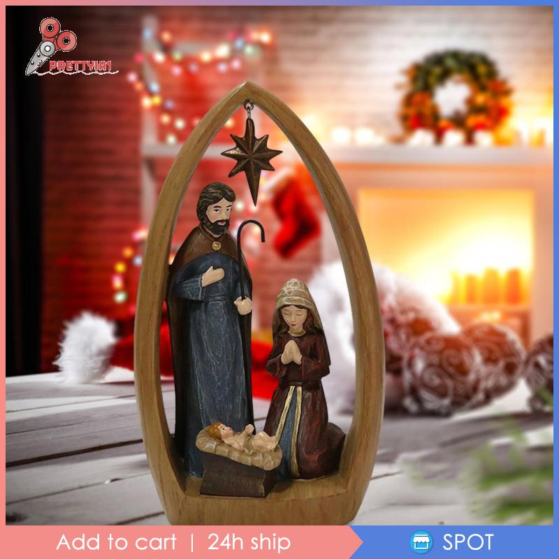 [Prettyia1] Mô Hình Giáng Sinh Bằng Nhựa Resin Thủ Công Kích Thước 24.5x16x5.2CM