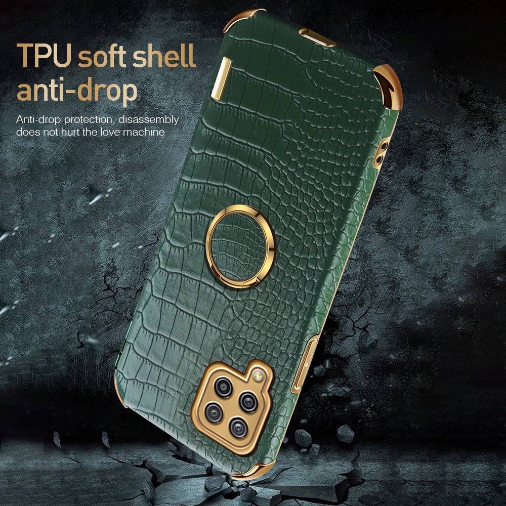 Ốp Điện Thoại Da Cá Sấu Phối Silicon Mềm Có Vòng Đỡ Kim Loại Cho Samsung Galaxy Note 20 Ultra Note 10 Plus 10Lite 8 9 S10Plus S20FE