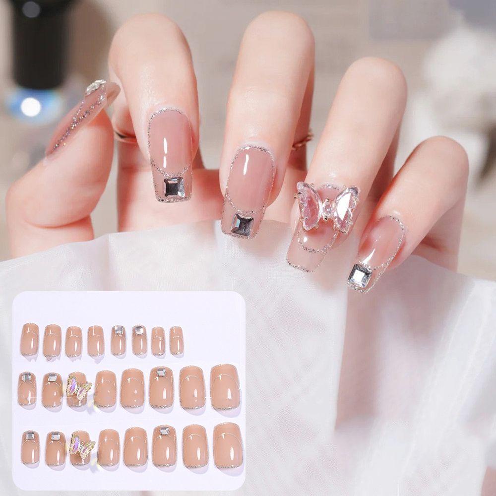 Miếng Dán Trang Trí Móng Tay Hình Vuông Họa Tiết Bướm Thời Trang