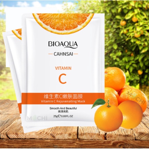 Mặt Nạ Vitamin C Dưỡng Trắng Da Cấp Ẩm Ngừa Mụn Mask Giấy Cam Vàng Bioaqua Nội Địa Trung
