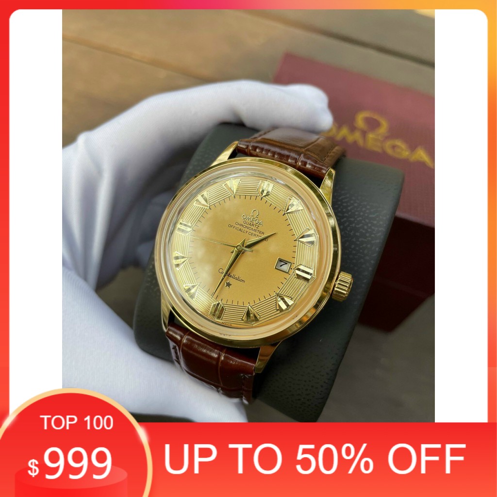 Đồng hồ Nam O.M.E.GA, dây da mềm, size 40, thẻ bảo hành 12 tháng- Đồng hồ Omega Nam