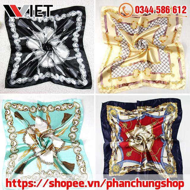 Khăn Turban Lụa Satin 50x50 cm - Khăn Headband Bandana Vuông Đa Năng