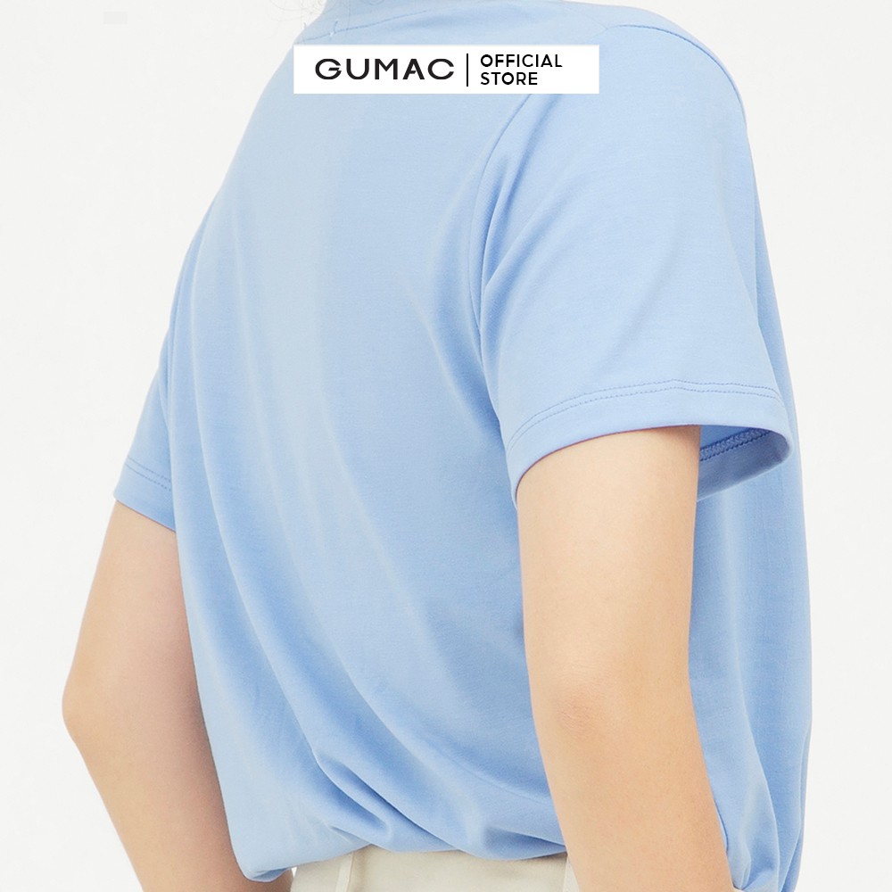 Áo thun nữ basic in họa tiết GUMAC màu xanh, tay ngắn năng động ATB553 | BigBuy360 - bigbuy360.vn