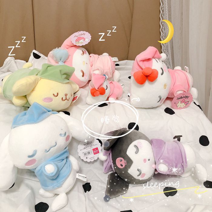 Búp Bê Nhồi Bông Hello Kitty Cinnamoroll My Melody Đang Ngủ Kích Thước 8 Inch