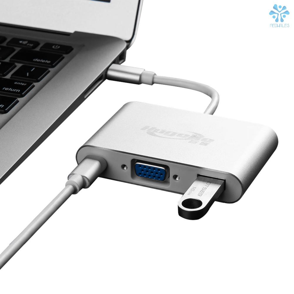 Bộ Chia Cổng Usb C Sang Usb3.0 / Vga / Type-C 1080p 3 Trong 1 Cho Mac / Huawei / Samsung