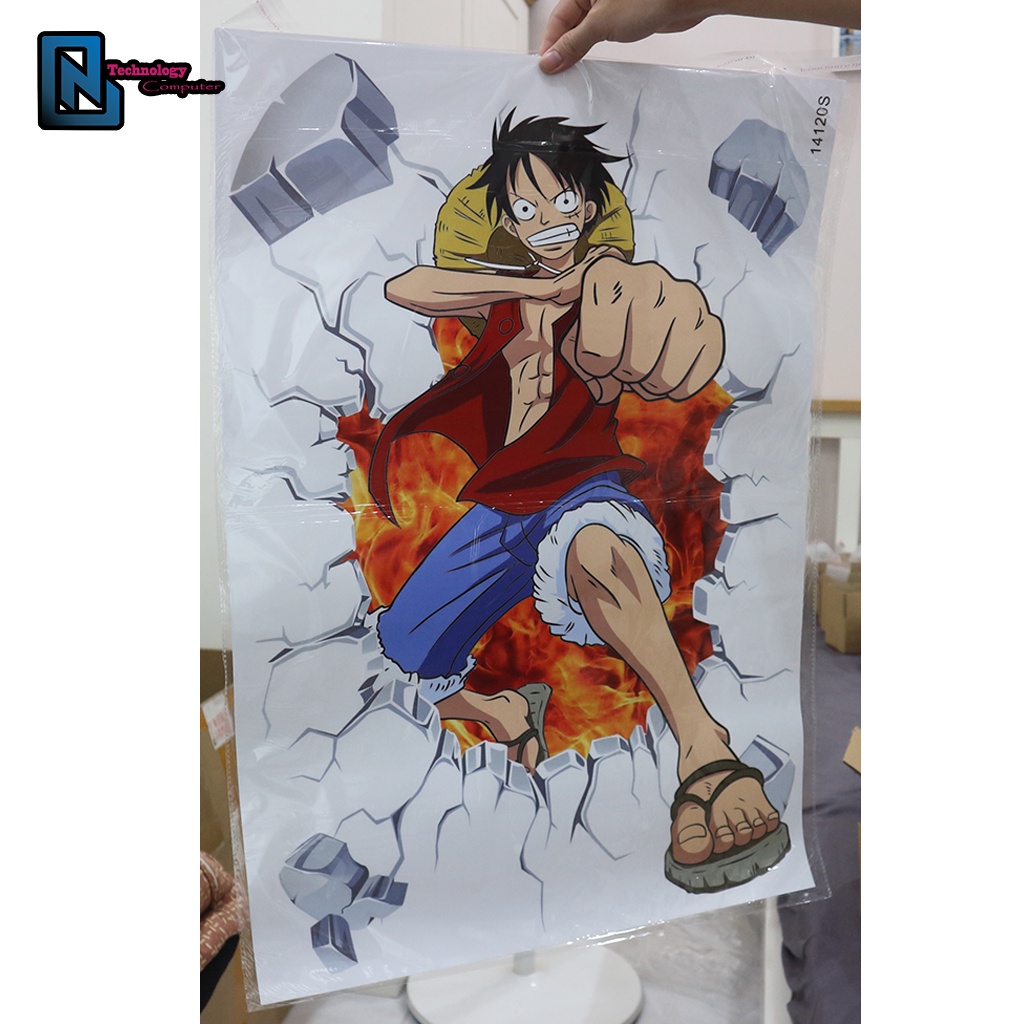 Dán Tường 3d One Piece Luffy Hình Nhân Vật Hoạt Hình