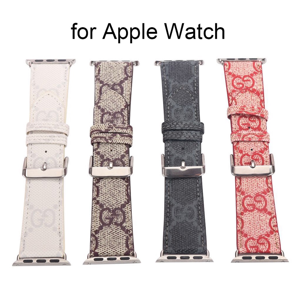 Dây Đồng Hồ Thể Thao Bằng Da PU Họa Tiết GUCCI Cho iWatch Series 3 4 5 6 7