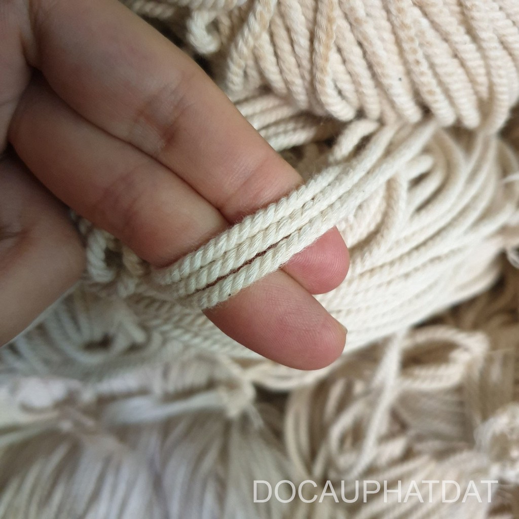 Dây thừng se macrame cotton màu ngà, màu kem đường kính 2mm, 3mm, 5mm, 7mm, 10mm