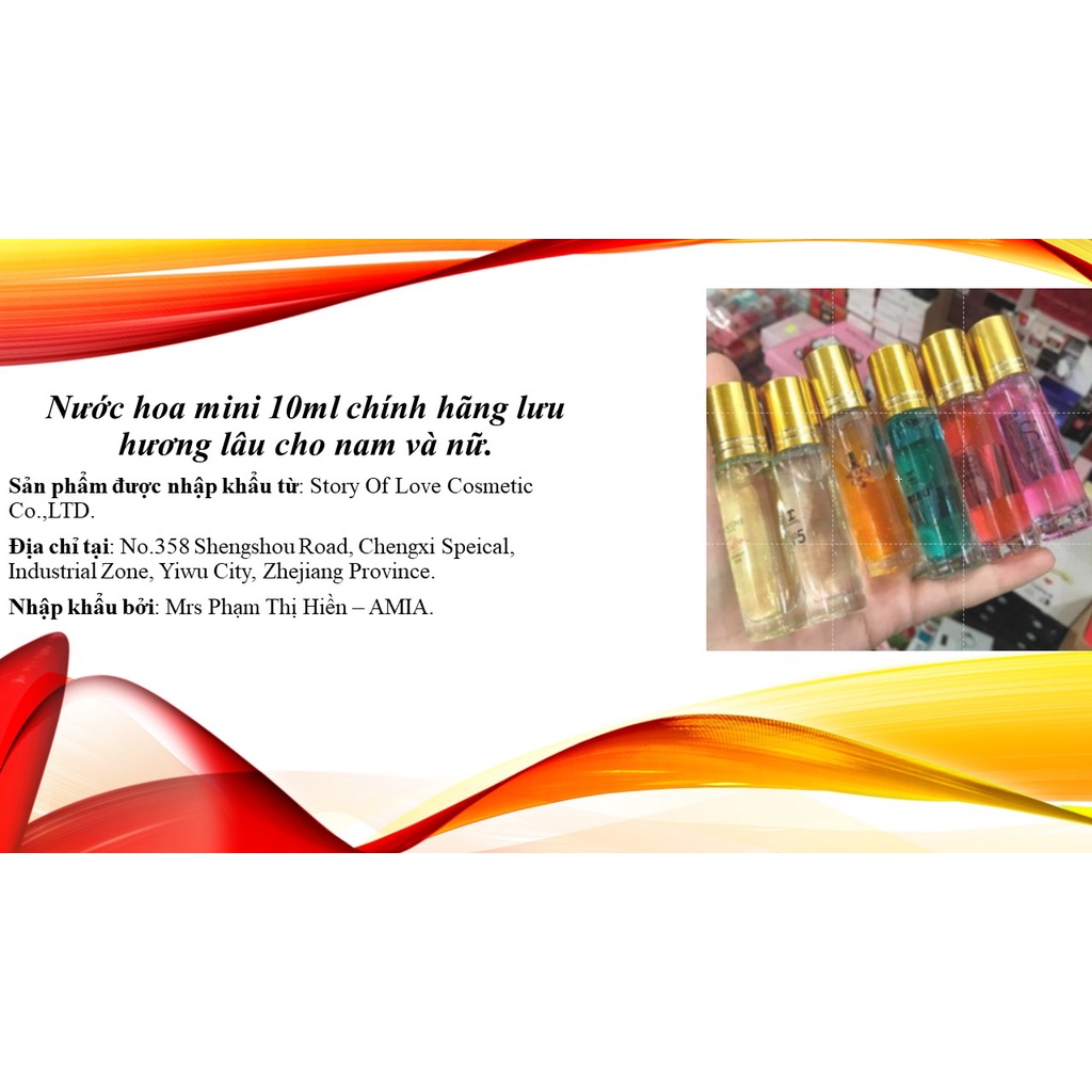 Nước hoa mini 10ml chính hãng lưu hương lâu cho nam và nữ