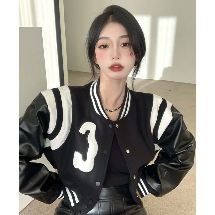ÁO KHOÁC JEANS DA THỜI TRANG BOMBER (CHẤT BAO ĐẸP)