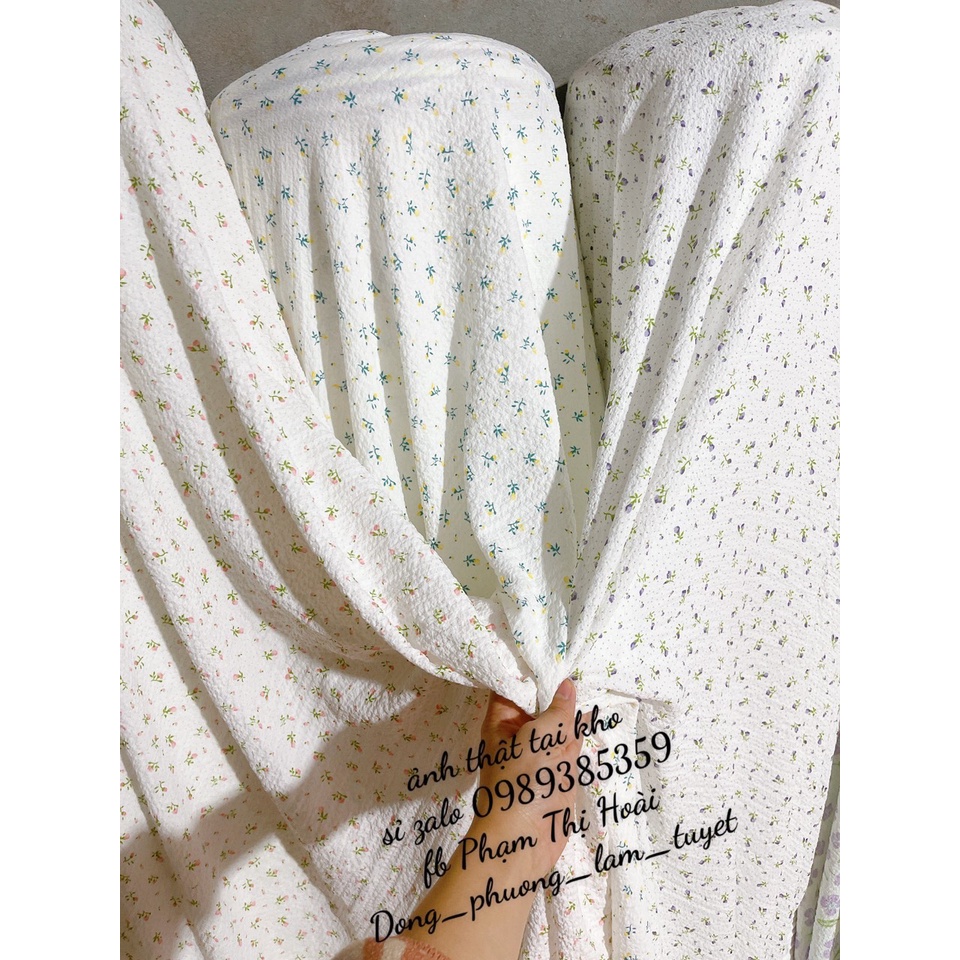 Vải đũi nhăn mềm mát co giãn nhẹ nụ hồng nhí
