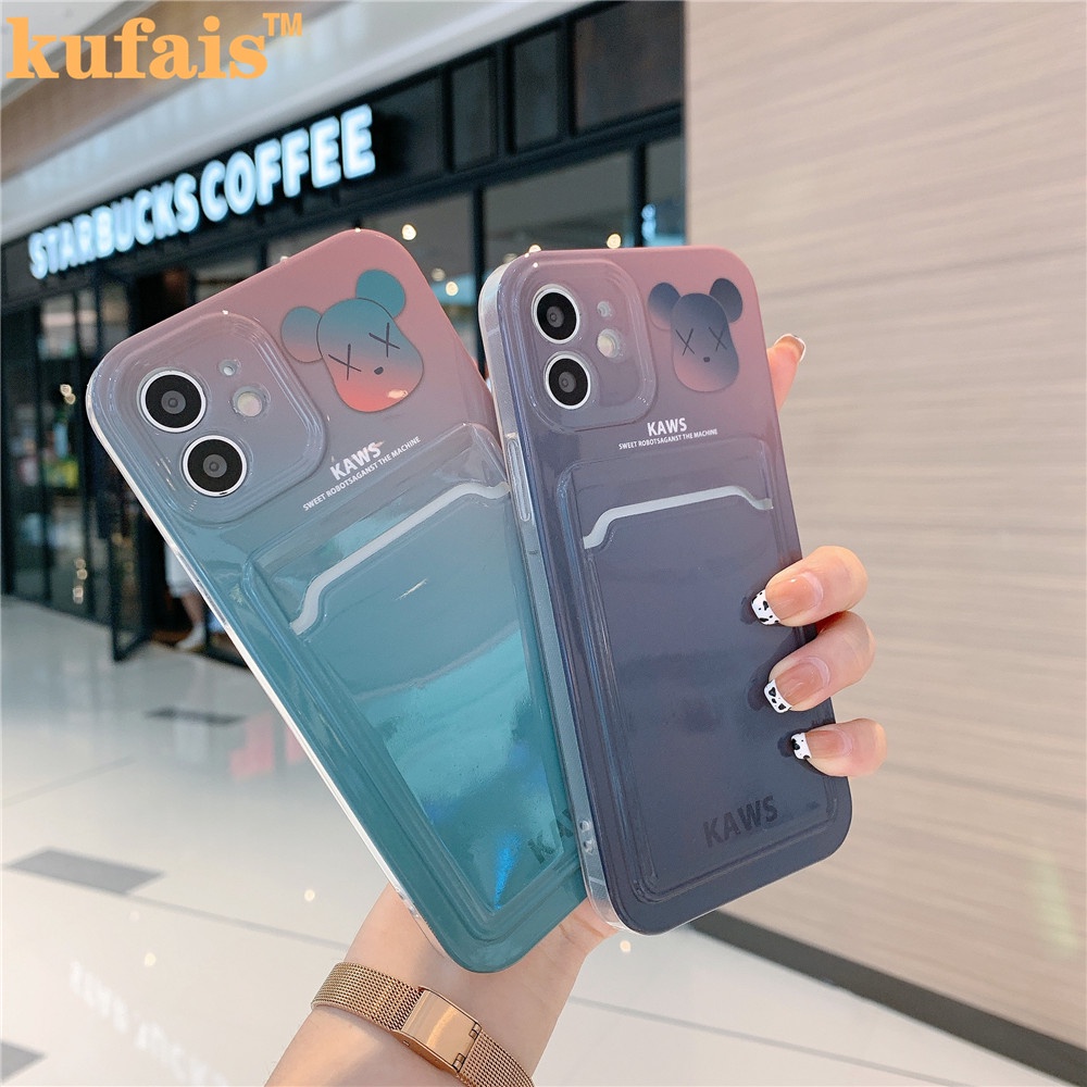 Ốp điện thoại IMD hình gấu có ngăn đựng thời trang cho iPhone 12 Pro MAX 7 8 Plus X XR XS 11 Pro MAX | BigBuy360 - bigbuy360.vn