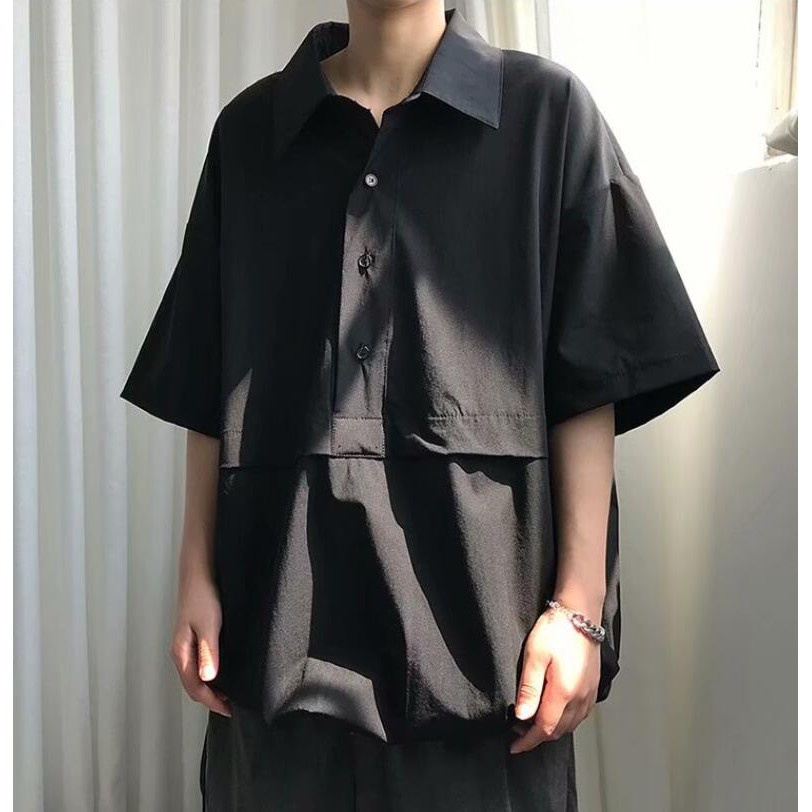 Polo tay ngắn Áo Thun polo Ngắn Tay Form Rộng Phong Cách Hàn Quốc Dành Cho Nam