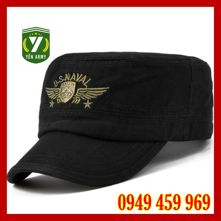 Mũ Nón Lính Naval Đầu Vuông Màu Đen - Xanh Rêu - Rằn Ri
