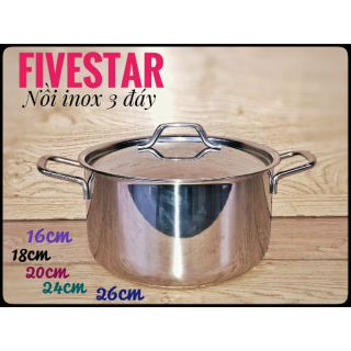 Nồi 3 đáy inox 430 fivestar 18cm đun từ fsn18005
