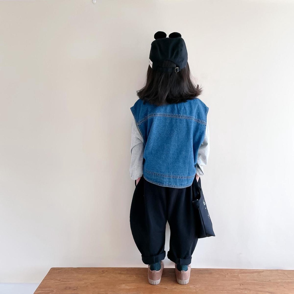 Áo Khoác Denim Không Tay Dáng Rộng Phong Cách Nhật Hàn Thời Trang Mùa Thu Mới 2022 Dành Cho Bé Trai Gái