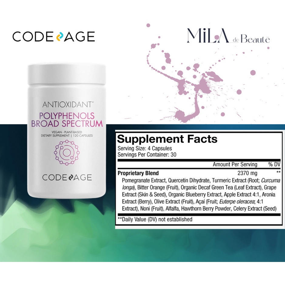 [CodeAge] Viên uống chống nắng sáng da Polyphenols Broad Spectrum 120