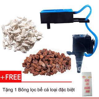 Máy lọc Rs 9800 + 100gr Đá nham thạch + 100gr San hô tặng 1 bông lọc, lọc nước bể cá, hồ thủy sinh