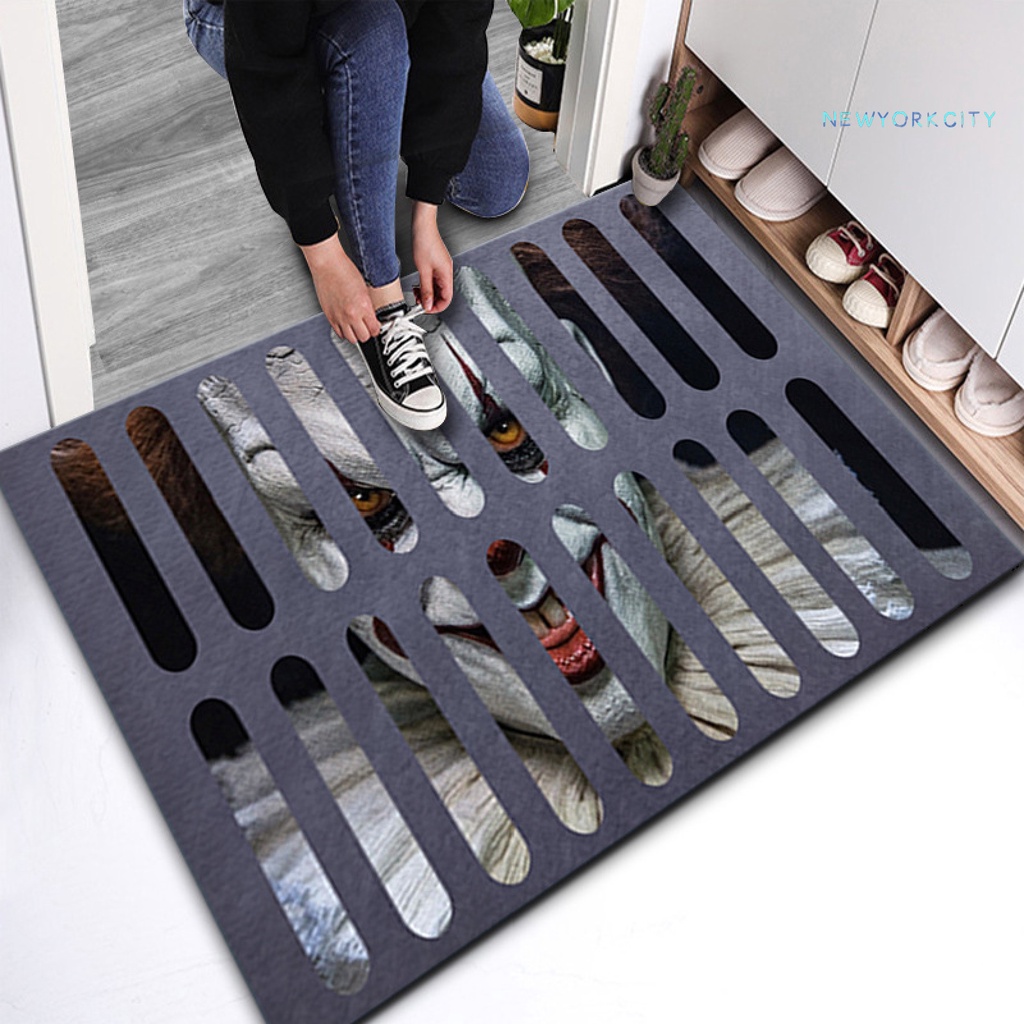 Thảm Chùi Chân Polyester Chống Trượt Thấm Hút Mạnh Họa Tiết Chú Hề Dùng Hàng Ngày