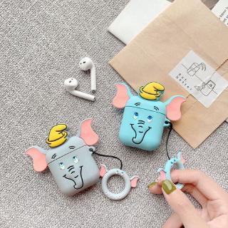 Vỏ bọc bảo vệ hộp sạc tai nghe Airpods 1/2 bằng chất liệu silicon chống rơi vỡ hình chú voi dễ thương
