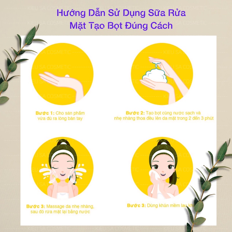 3W Clinic Vitamin C Foam Cleansing Sữa Rửa Mặt Dưỡng Trắng Sáng Da Chiết Xuất Chanh 100ml