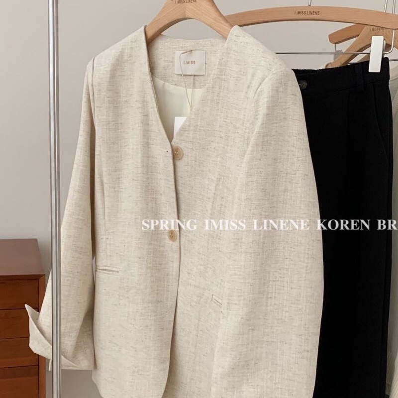 Áo khoác blazer linen lót lụa