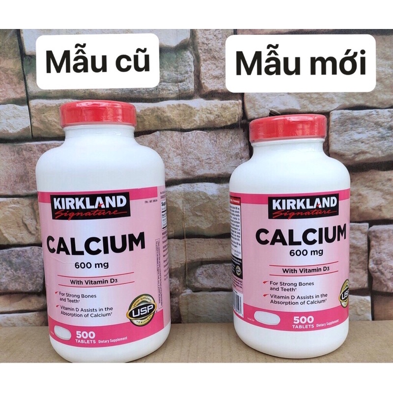 🌷🌸[HSD 01/2024] Viên Uống Kirkland Calcium 600mg with Vitamin D3 của Mỹ 500 viên🌸🌷