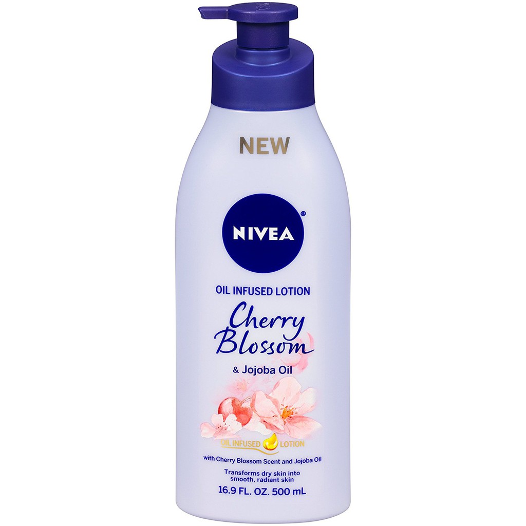 Dưỡng thể giữ ẩm da chứa tinh dầu NIVEA Cherry Blossom &amp; Jojoba Oil 500ml (Mỹ)