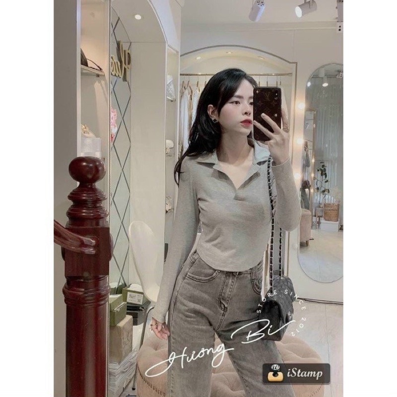 Áo Thun Polo Nữ Tay Dài Dáng Croptop Vạt Bầu Chất Vải Thun Mềm Mại - Titifa Shop