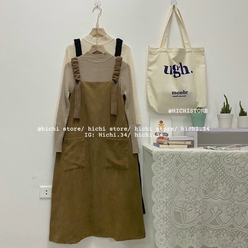 váy yếm nhung chun vai ẢNH THẬT VIDEO hich | BigBuy360 - bigbuy360.vn