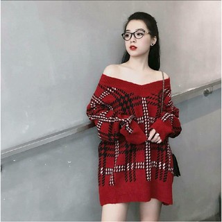 Áo len kẻ caro, áo lẽ kẻ trệt vai