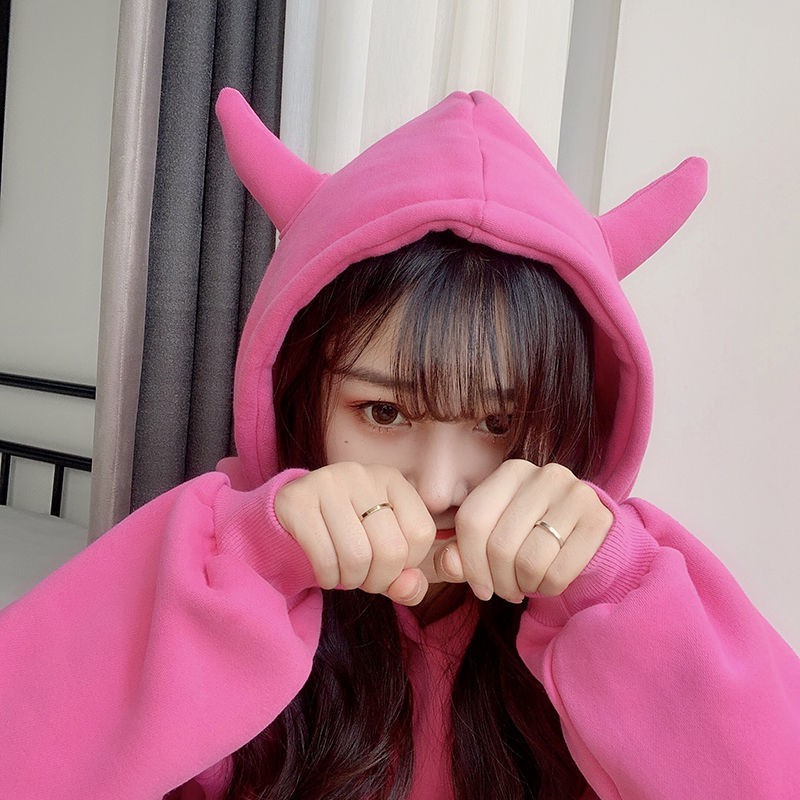 Áo hoodies vải nhung dáng rộng phong cách Hàn Quốc mới 2020