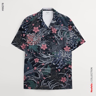 Áo sơ mi hoạ tiết nam tay ngắn hình xăm Nhật Bản - Áo sơ mi hawaiian Neofelis HW278