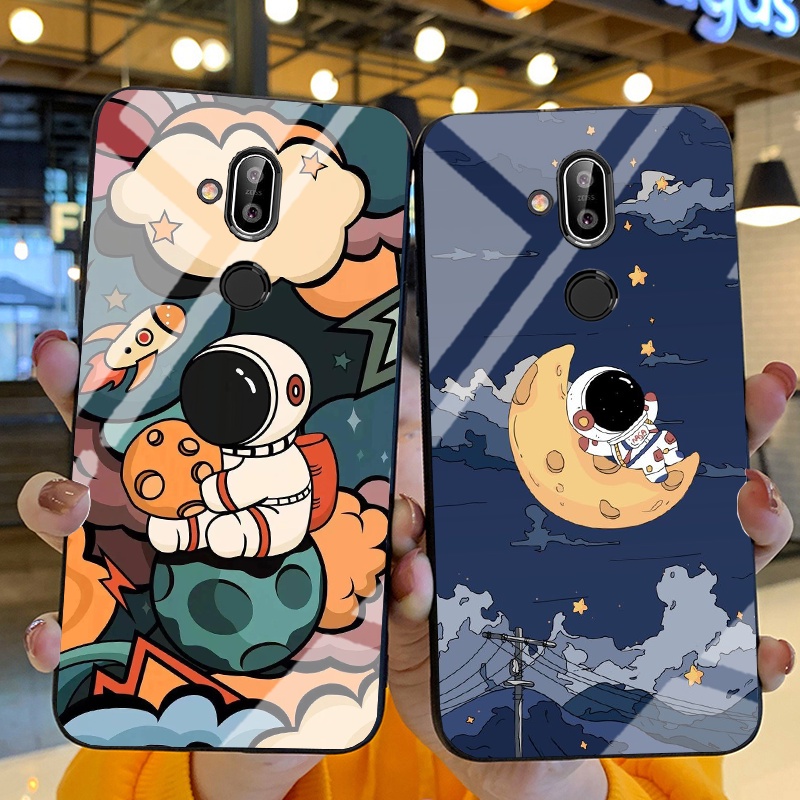 Ốp Lưng NOKIA 8.1 Ốp kính bóng cao cấp Phi Hành Gia