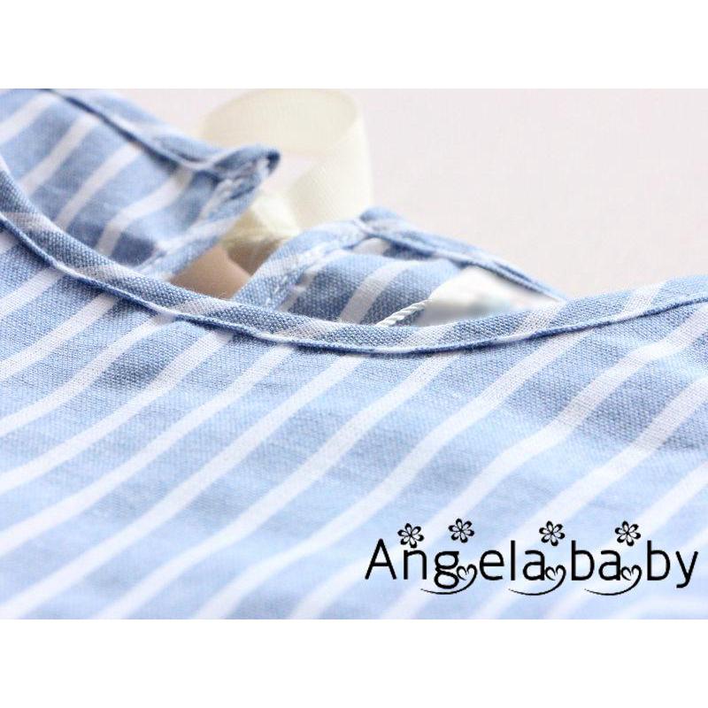 Aba-kids Bé Gái Quần Áo Mùa Hè Sọc Xanh Nơ Đầm Sundress