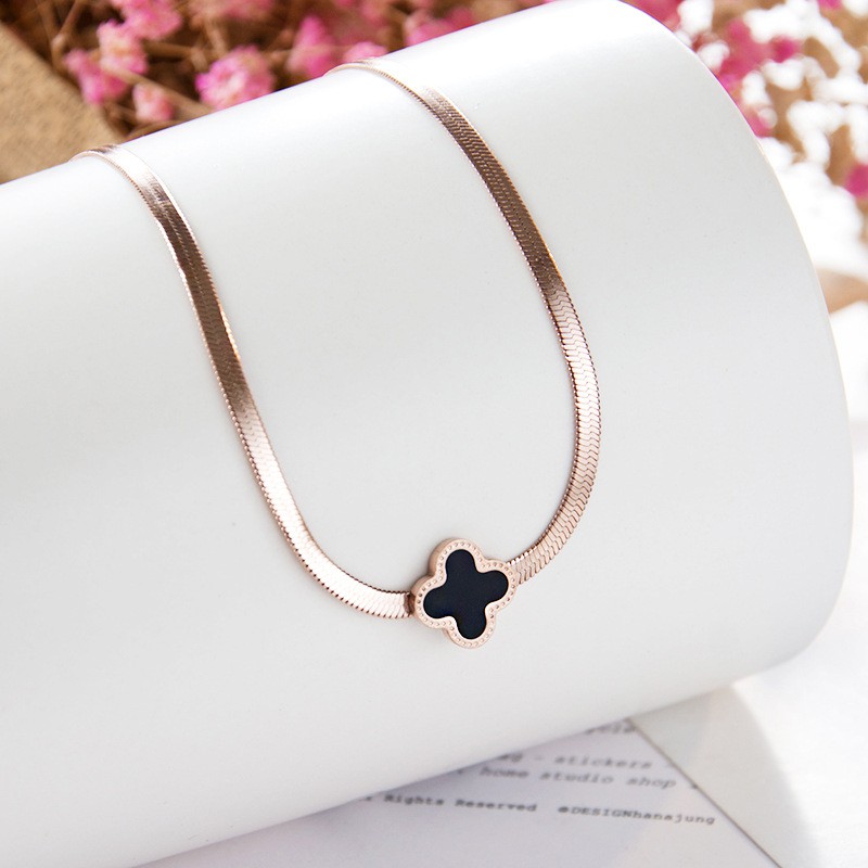 Vòng cổ nữ TITAN NGUYÊN CHẤT KHÔNG GỈ dây chuyền nữ mặt cỏ 4 lá thời trang sang trọng phong cách hàn quốc trang sức nữ