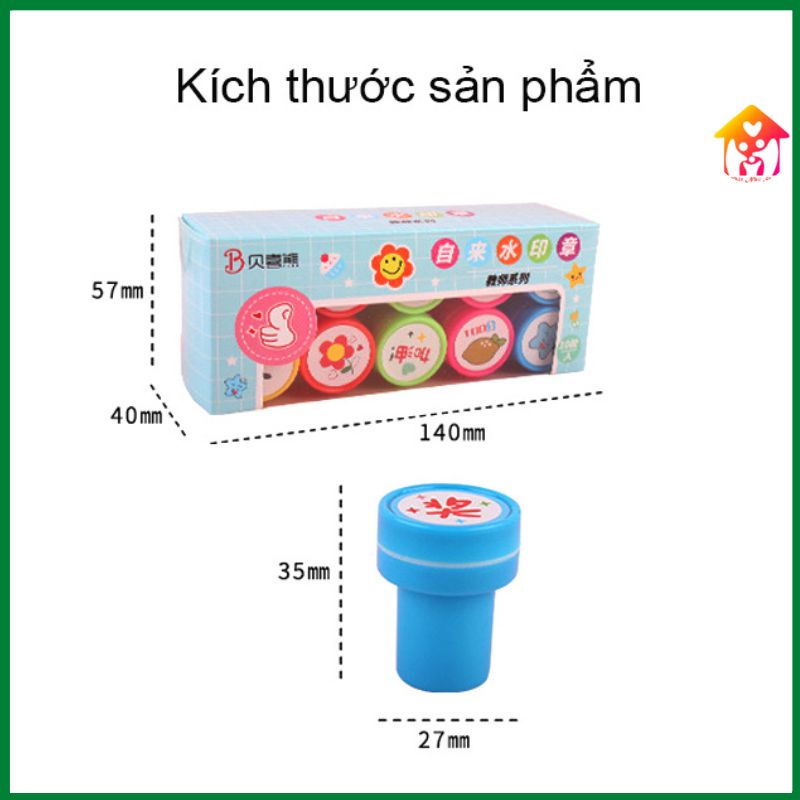 Hộp 10 Con Dấu Hình Mặt Cười Siêu Đẹp Cho Bé-Con Dấu Hoạt Hình Vui Nhộn Đáng Yêu